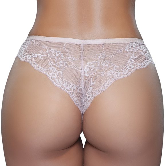 Lace Tanga Panty with Scalloped Trim 3 Color Pack - Picture 5 of 12